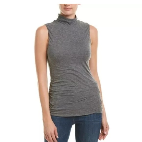 NWT new Anthropologie velvet graham & spencer sleeveless mock neck top gray med - Picture 7 of 14